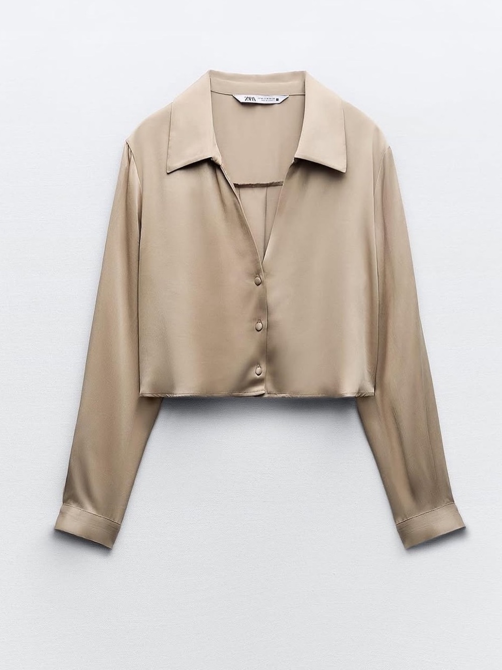 Zara Tan Cropped Blouse